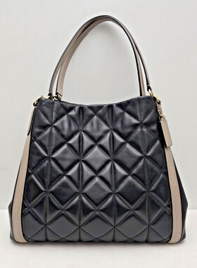 Coach Phoebe Quilted Shoulder Bag Black/Taupe F38257